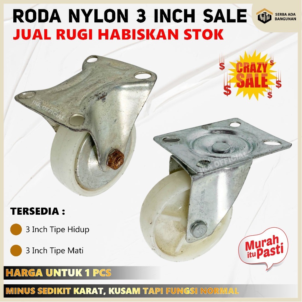 roda karet 3 inchi 1pcs roda rem hidup mati 3 inchi roda etalase roda troli / Roda Kastor Plate Pvc 