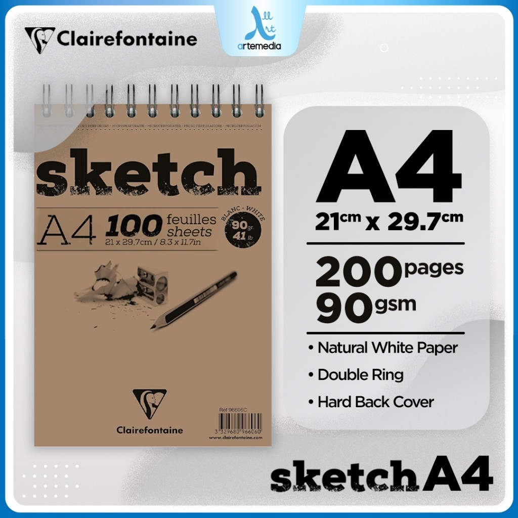 

Gramedia Surabaya - Clairefontaine Sketchbook A4 Sketch Portrait Spiral