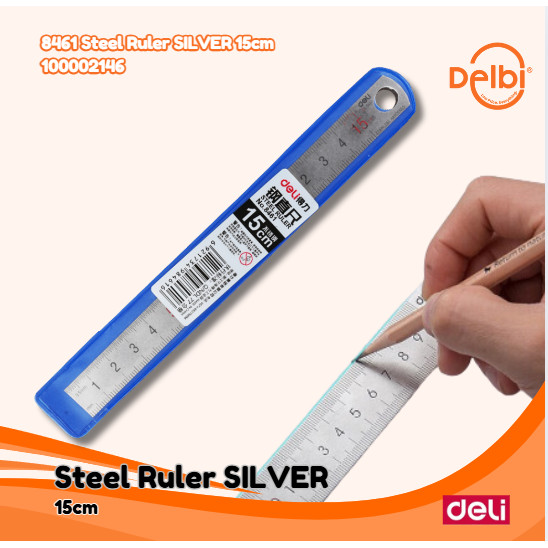 

Deli Penggaris baja berkualitas tinggi tahan gores 15 Steel Ruler SILVER 15cm