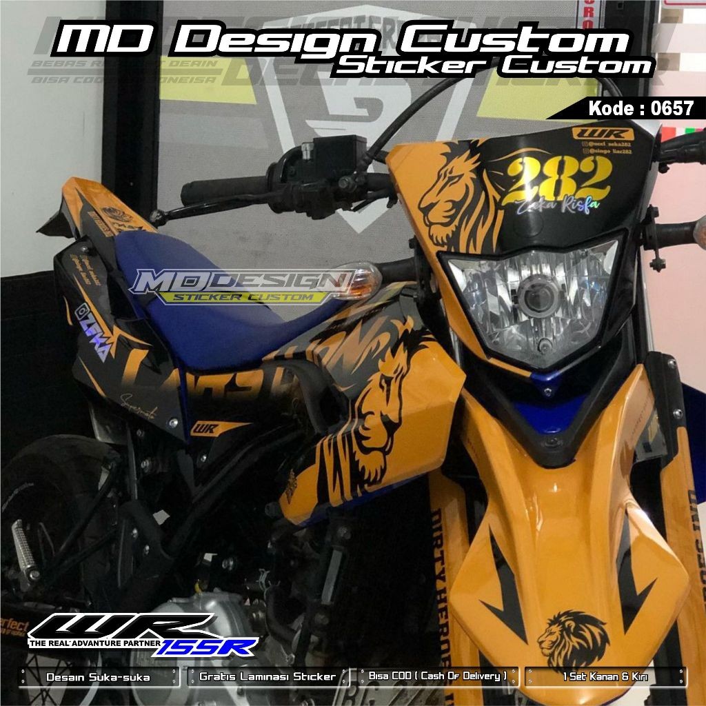 0657 Sticker Decal WR 155 Supermoto Full Body ( COD ) Premium - Bebas Request Desain - Stiker Varias