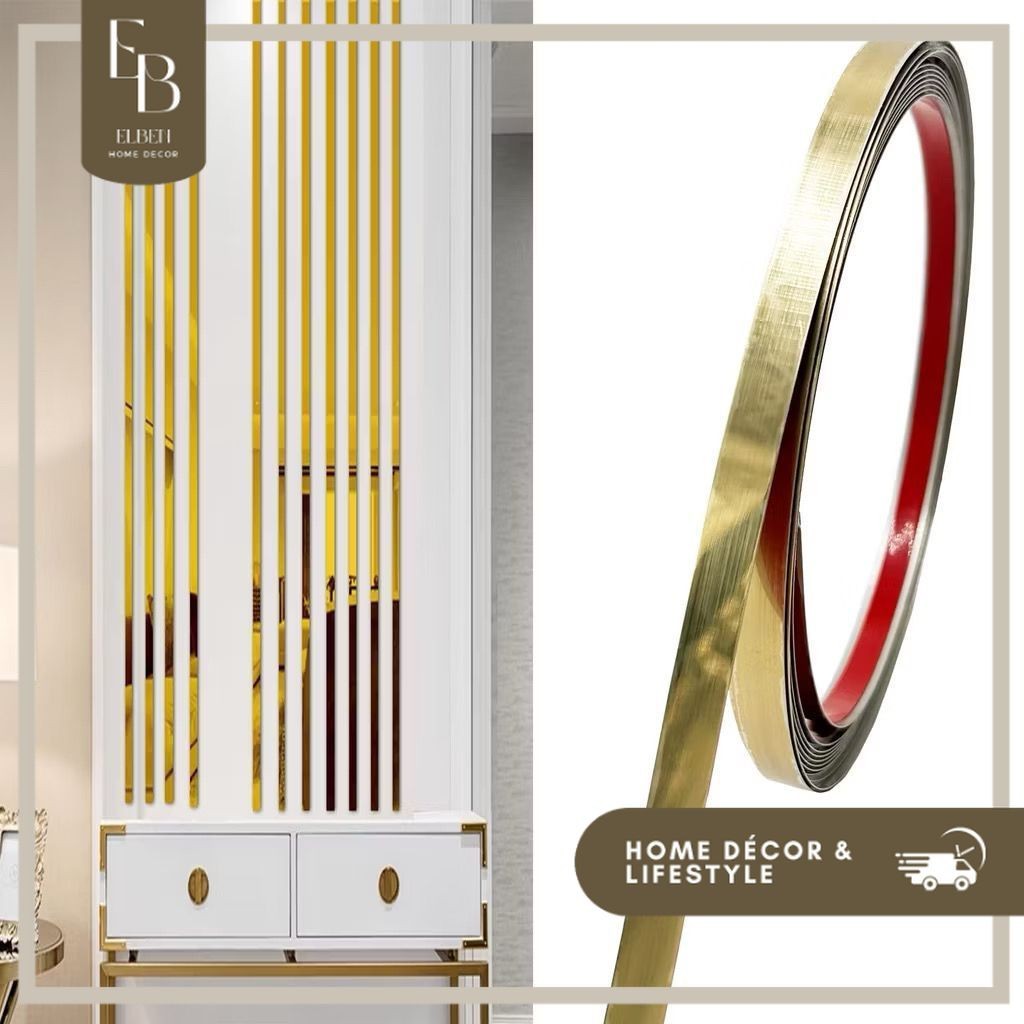 3M List Plat Strip Mirror / Sticker Dekor / Strip Stiker Gold