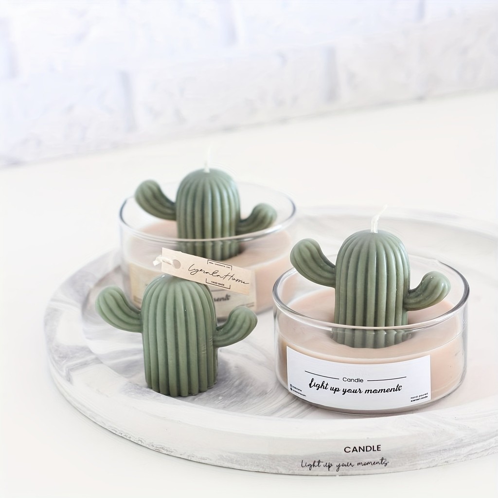 

1pc Cactus Shape Candle Making Silicone Mold - 3D Succulent Molds for DIY Handmade Candle, Cake Decor, and Clay Crafts