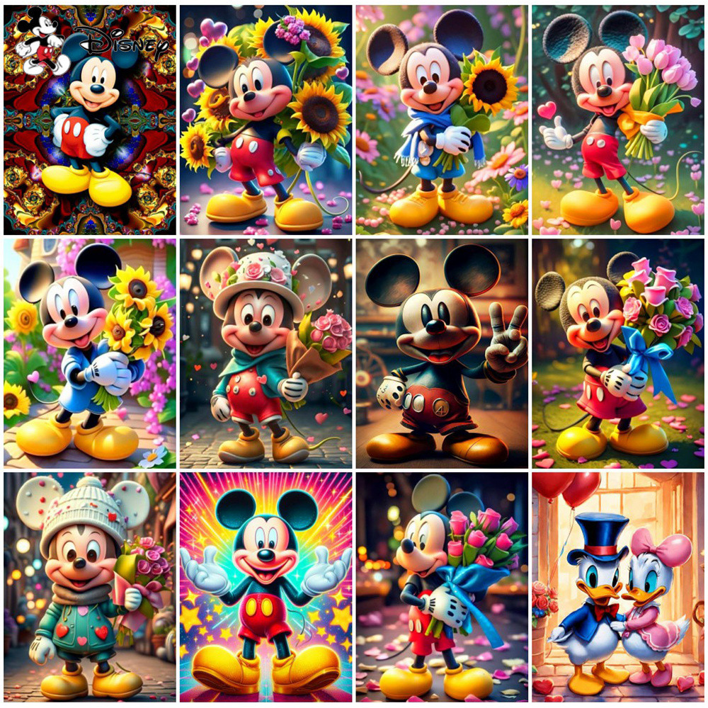 

Disney Cartoon Mickey Mouse Diamond Painting 5D DIY Mosaic Flowers Picture of Rhinestones Home Decor Craft Kit