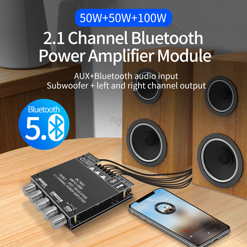 Amplifier Bluetooth Digital Power Amplifier Modul TPA3116 2*50W + 100W AUX Papan Speaker Home Musik 
