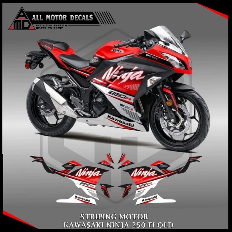 STIKER NINJA 250 FI OLD / STRIPING KAWASAKI NINJA FI 250 LAMA TAHUN 2013, 2014, 2015, 2016, 2017 / D