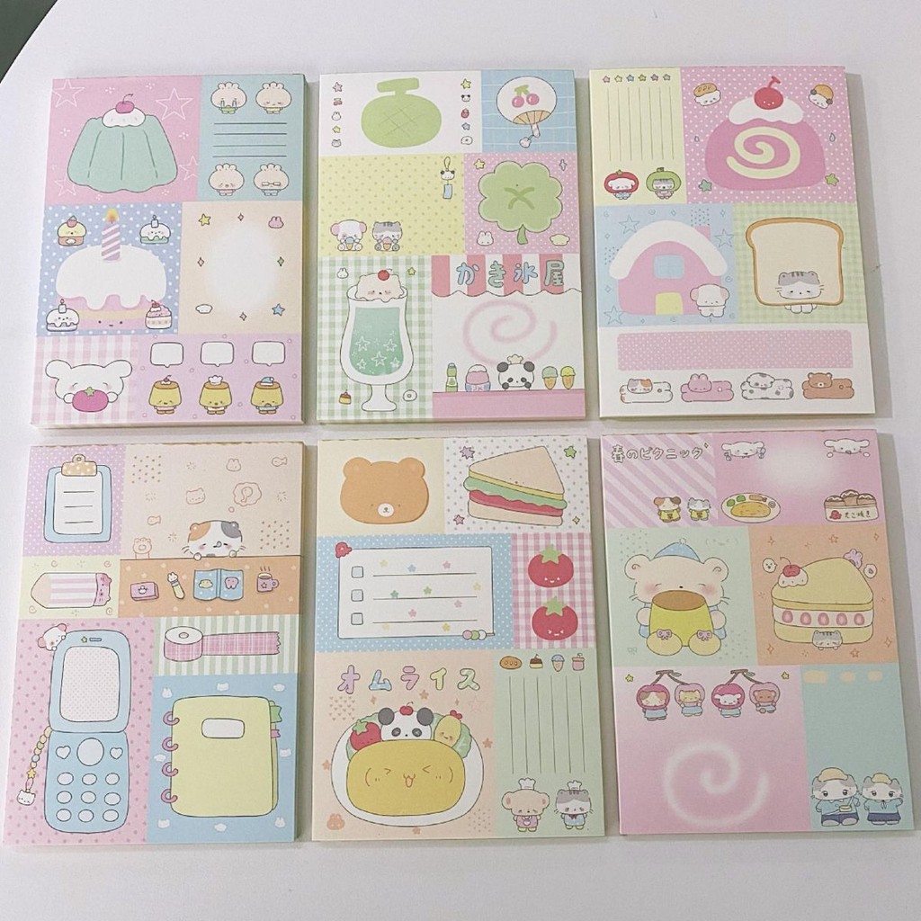 

50sheets/pack Kawaii Stationery Memo Pads Scrapbook Material Note Paper Multifold Notes Accessory Offices Decorative Book