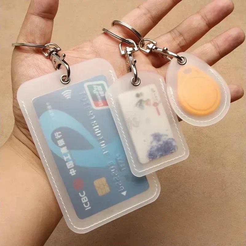 

Transparent ID Card Holder with Key Ring Convenient Portable ID/IC Card Bags Access Cards Protective Cases