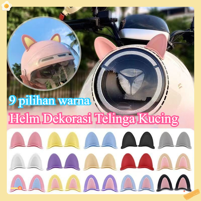 2pcs Helm Telinga Kucing Putri/Helm Dekorasi Telinga Kucing/Stiker Pvc Mobil Listrik/Dekorasi Helm A