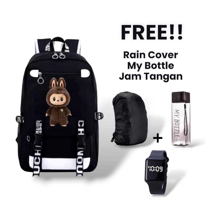 SPS - TAS RANSEL ANAK PEREMPUAN LABUBU BAGS TAS SEKOLAH ANAK SD FREE BOTOL MINUM NANO SPRAY JAM