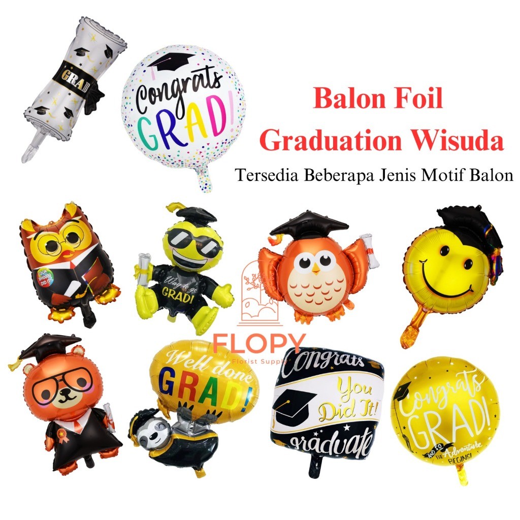 Balon Foil Happy Graduation / Balon Foil Wisuda / Balon Dekorasi