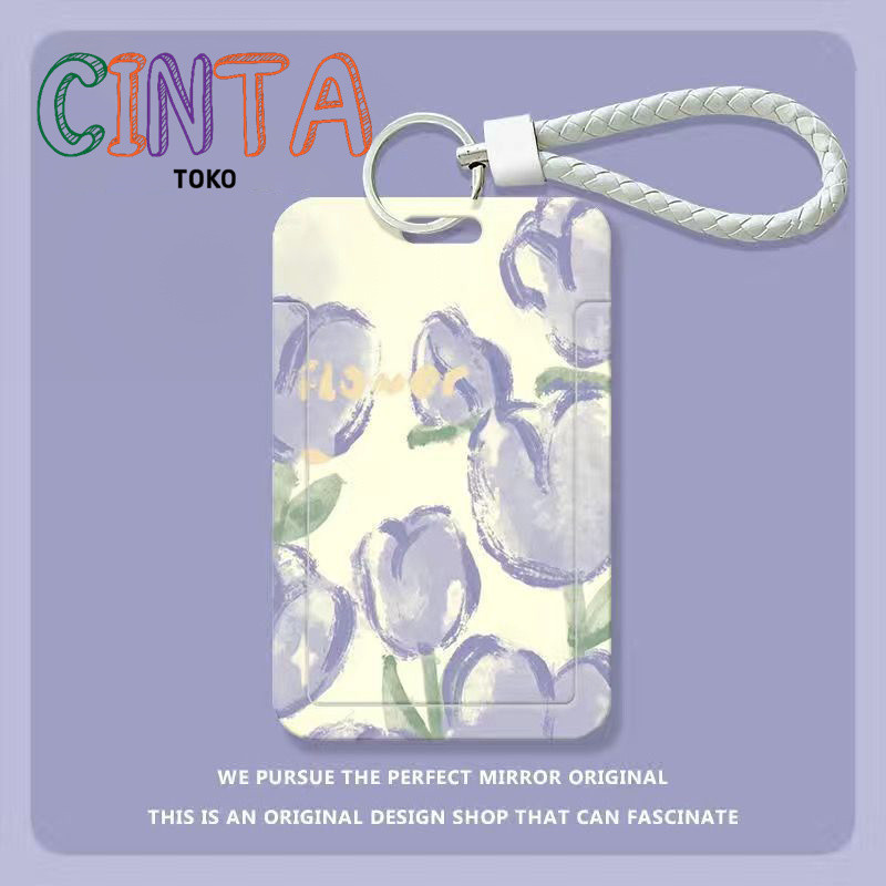 

ins High -value purple flower girlfriends sliding cover card set student rice card card card ID ID protection set female