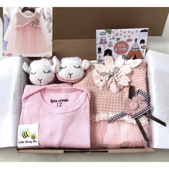 

[New Arrival] Hampers bayi perempuan/ hampers bayi cewek /hampers newborn /kado bayi - Pink rose, Box coklat+pita