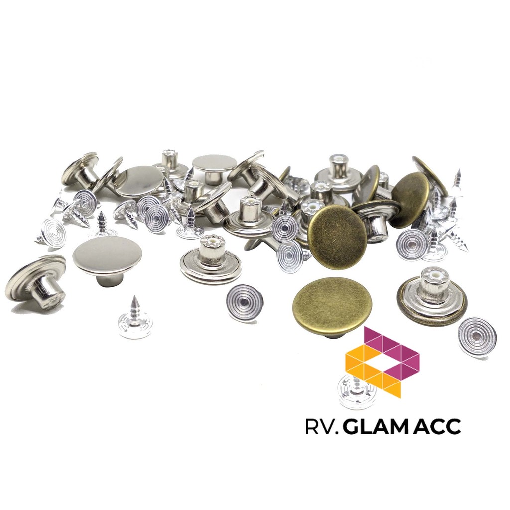 (12 SET) Kancing Jeans Polos 17 Mm Model Paten Bahan Besi
