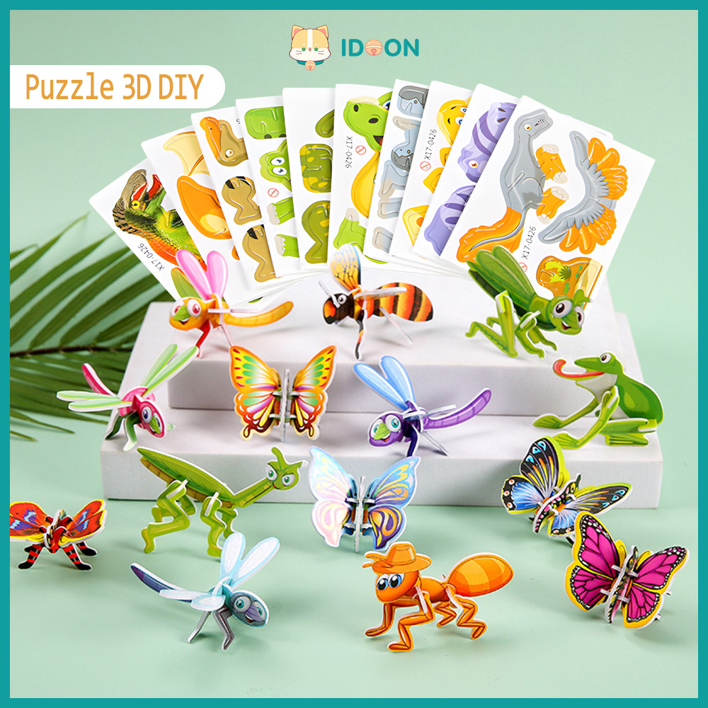 IDOON 3d Puzzle Diy Mainan Edukasi Anak Laki Laki Jigsaw Puzzle Hewan