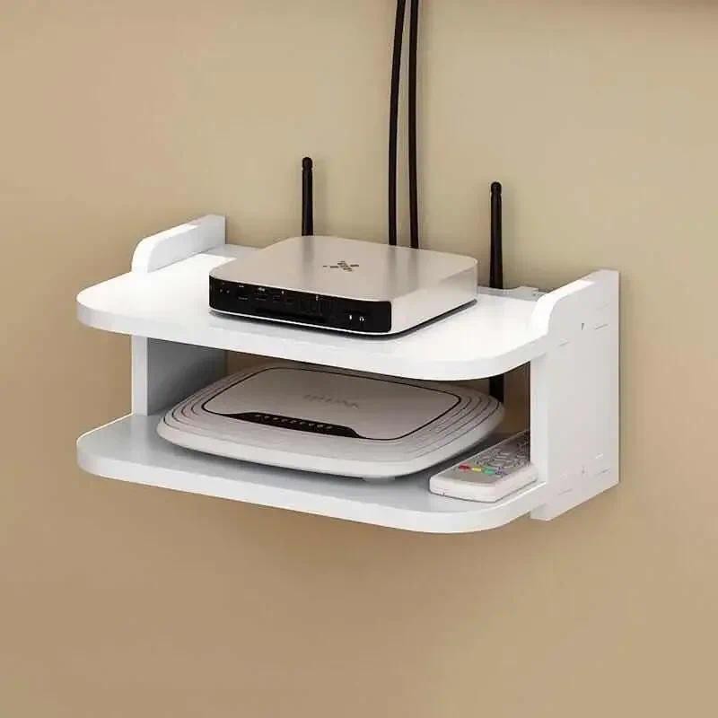 

2tier No Punch Wall Mount Storage Tv Box Router Shelf Set-Top Box Bracket 2Layer Holder Mini Pc Dvd Player Livingroom Stand Rack