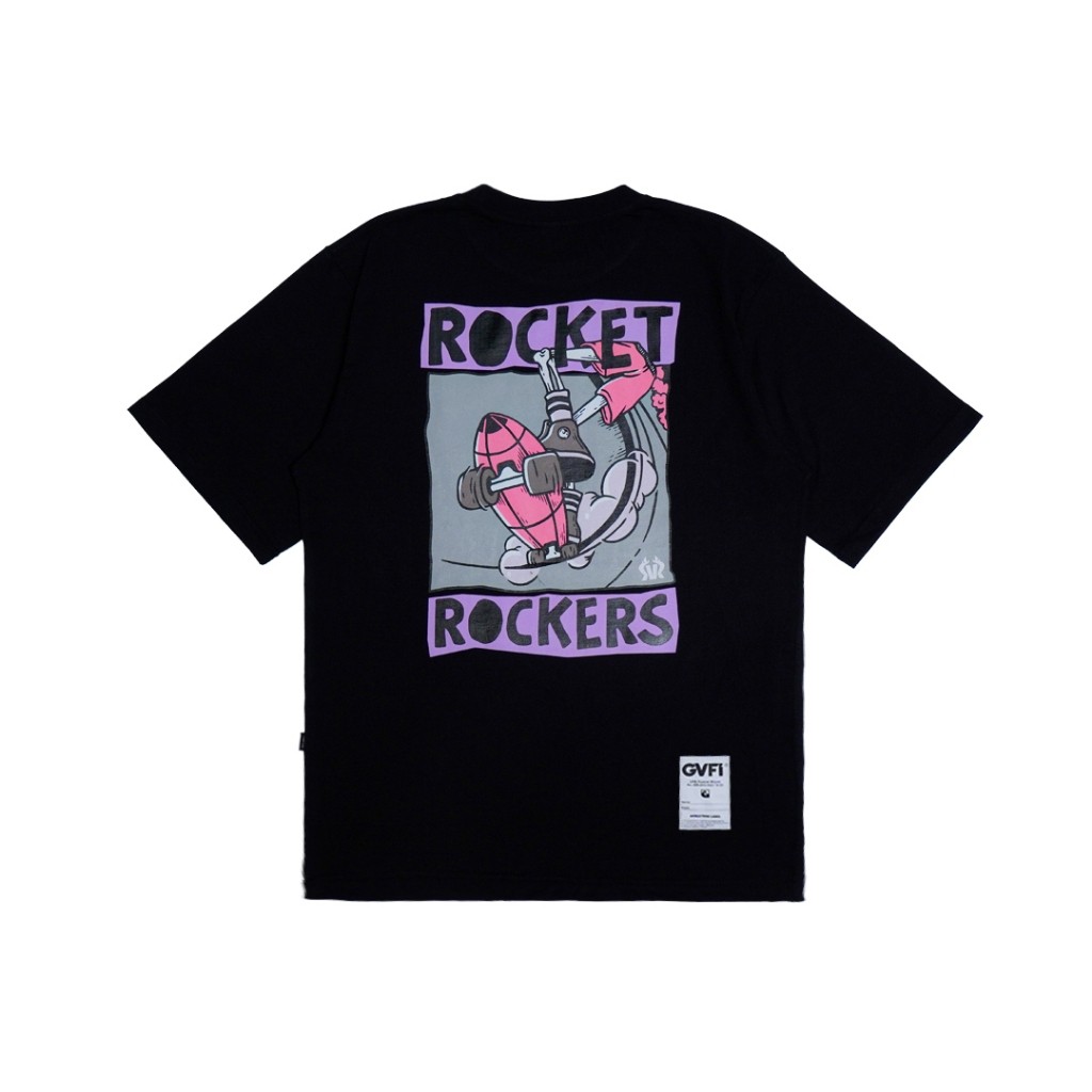 【COD】 GVFI X Rocket Rockers T-Shirt Skate Rockers Black T-shirt