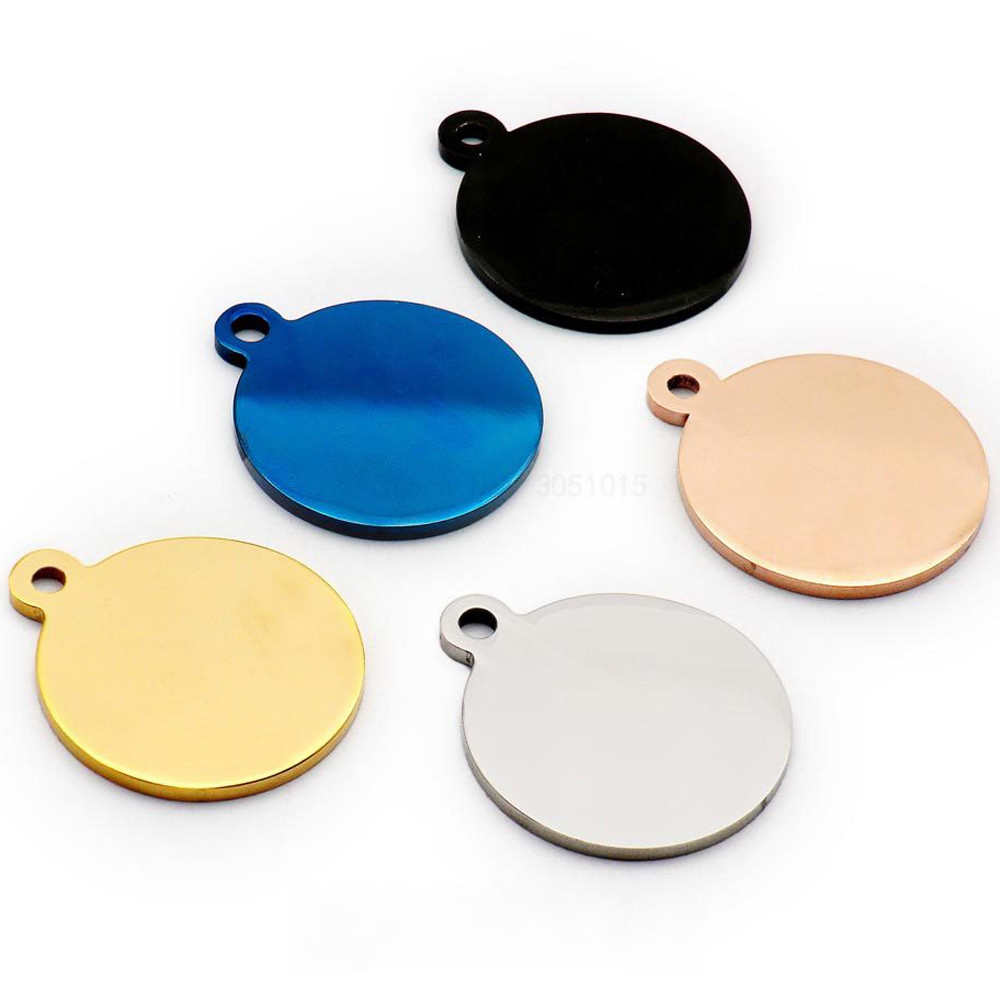 

Wholesale 100pcs personalized pet id tag dog Custom Dog ID Tag Engraved Retro Personalized Name ID Tag Round stainless steel tag