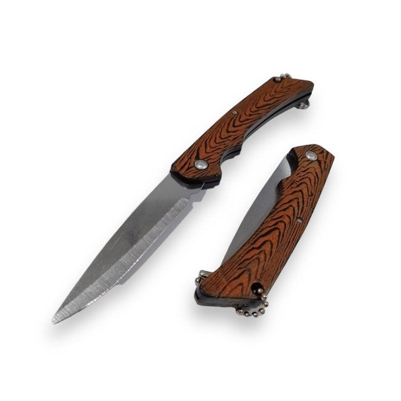 Pisau lipat motif kayu panjang 16cm A super tajam