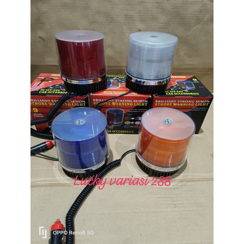 Lampu rotary/rotator kedip 9 flash blitz 12-24volt DC magnet