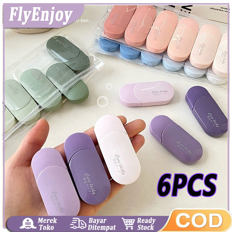 

6PCS Correction Tape / Tip Ex Kertas / Pita Koreksi Warna Pastel Tidak Mudah Terputus