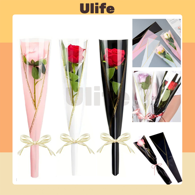 

50PCS Plastik Bunga Mawar 1 Tangkai / Wrapping Plastik Untuk Mini Buket Rose