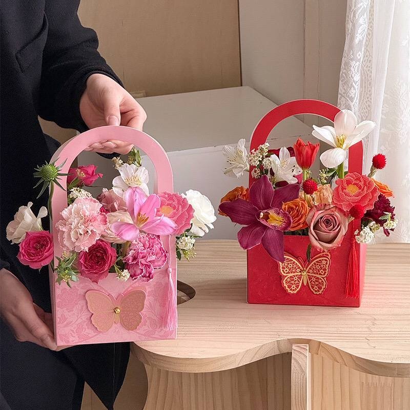 

1pcs Kotak Bunga/ Flower Box / 1pcs Flower Box Bucket/Box Bucket Mother Day 2025/ Box tenteng Bunga 2025 Mother's Day