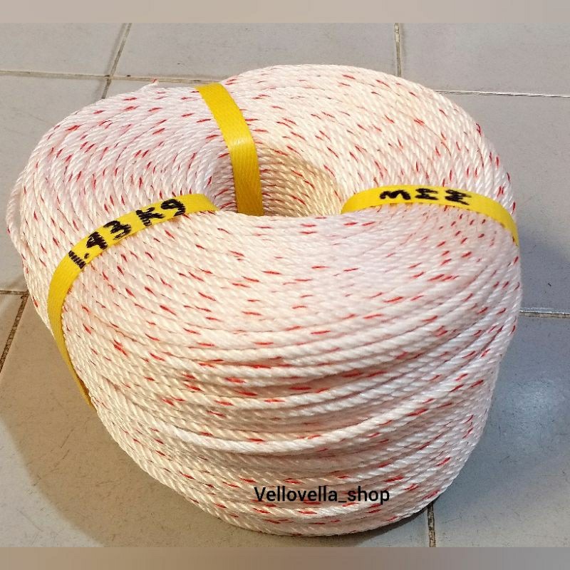 1 roll Tali tambang kiloan 3mm(1.43kg) / tali tambang nilon putih/ tali tambang proyek tali truk