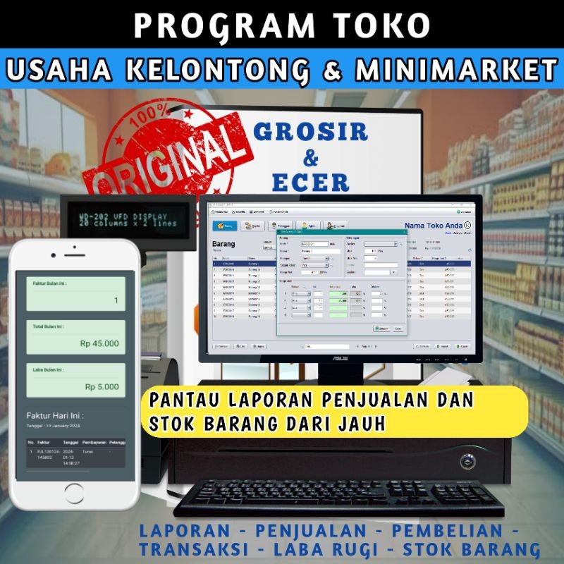 Program Kasir Toko Retail/Kelontong Original Produk