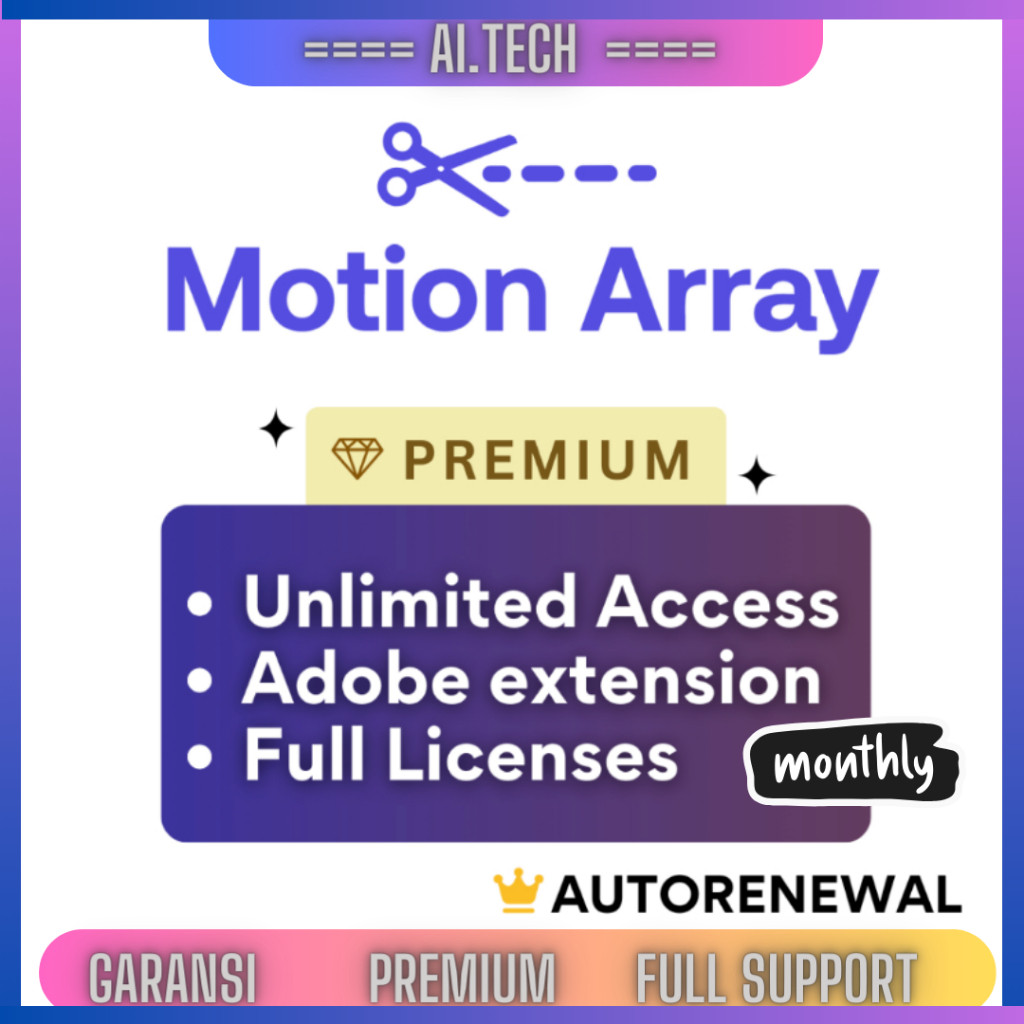 Array Premium* [ MONTHLY]* Platform Pembuat Film Pembuatan Video Akun Asli Motion Array Premium