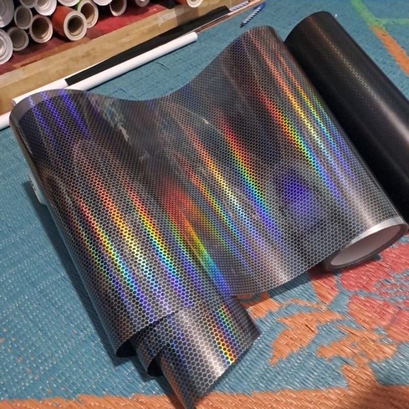 Skotlet Hybrid hologram sarang tawon  Stiker transparan hexagonal tembus untuk variasi lampu motorr 