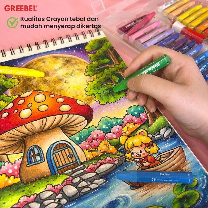 

best -GREEBEL Crayon Krayon KIDS OIL PASTEL 48 Warna (KOP 48C) / Krayon Oil Pastel / Mewarnai / Menggambar / Crayon Sekolah / Stationery - 48 warna