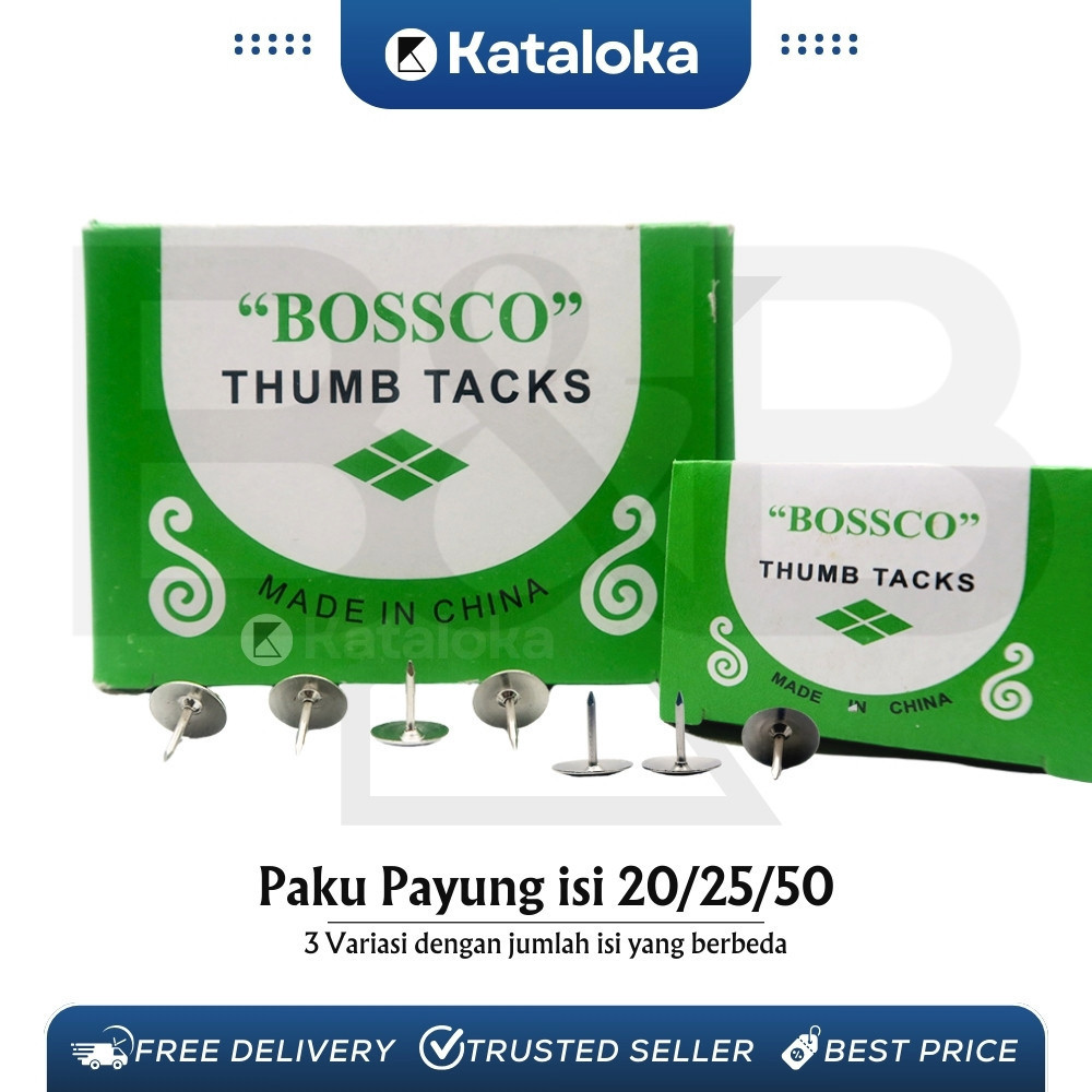 

1 Box isi 10 pak Thumb Tacks / Pines / Paku Payung Bossco A-19~50