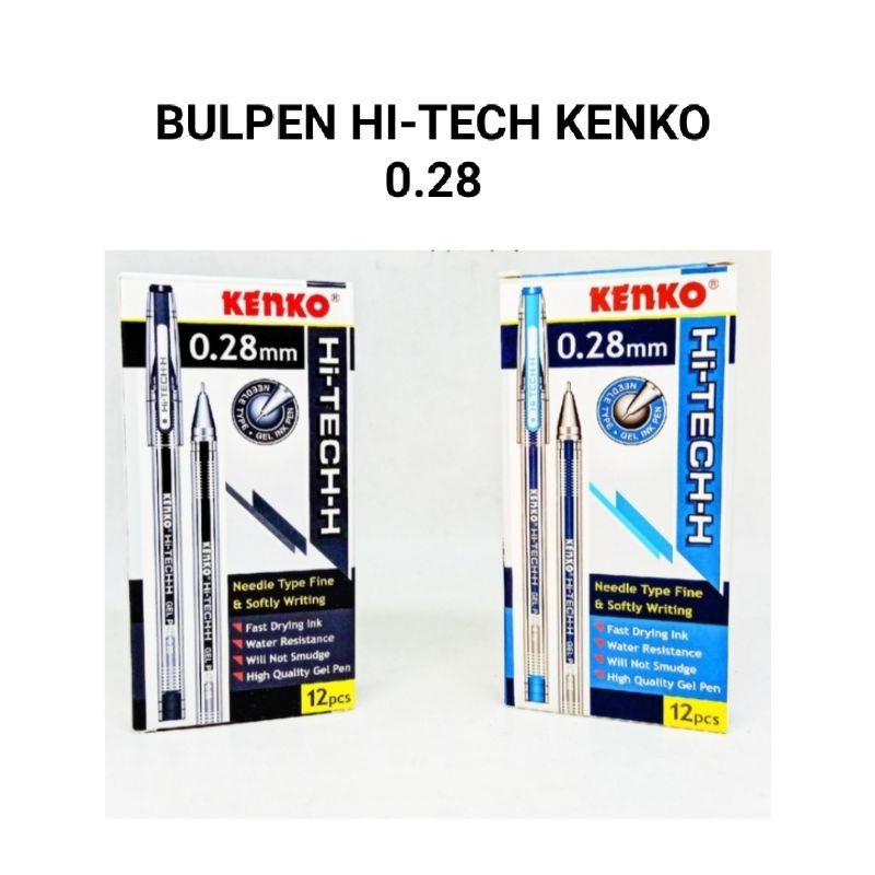 

Pen Bulpen Ballpoint Hitech Kenko 0.28mm Tinta Hitam Biru