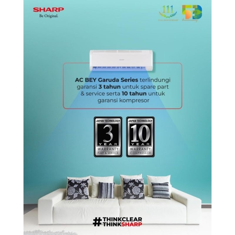 AC Sharp 05BEY 1/2pk Garuda series made In Indonesia Plus pasang ( Khusus Sidoarjo Surabaya Gersik M