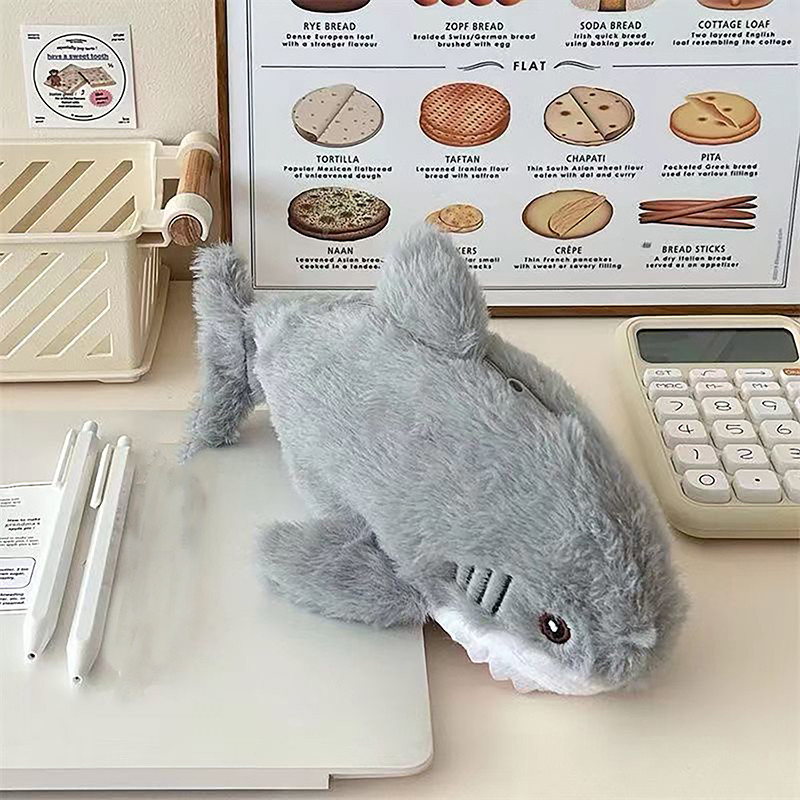 

1PC Cute Plush Shark Pencil Case Student Stationery Kawaii Large Capacity Storage Pencil Case Stationery Children's Day Gift