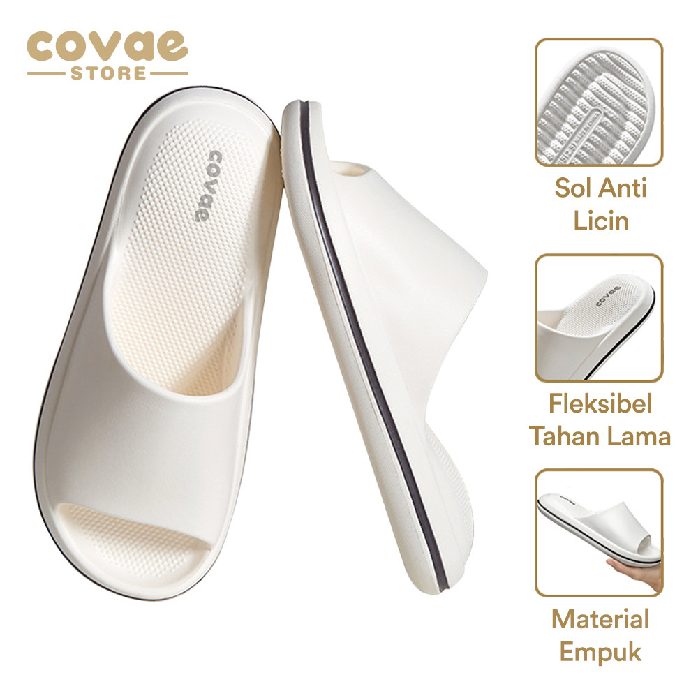 COVAE STORE Sandal AIR SLIPPER 2 Sandal Casual Pria Wanita Bahan EVA Bantalan Empuk Anti Licin-Putih