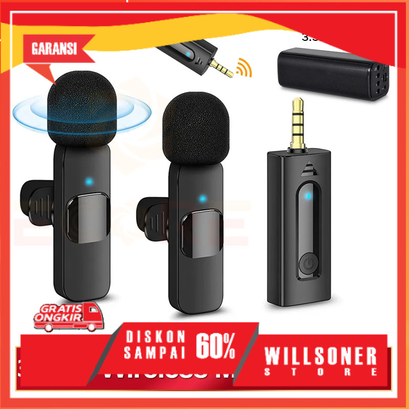 Ecore Mic Wireless 3.5mm Lavalier Mikrofon Siaran HP Microphone Wireless Pengurangan Kebisingan Mini