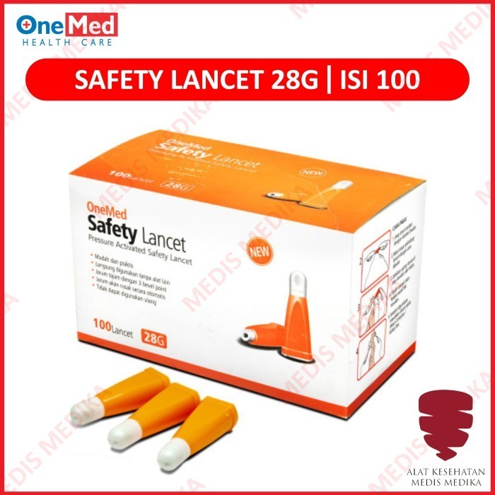 Safety Lancet Lancets 28G Jarum Tusuk Alat Bekam Terapi 28 G Onemed Medis