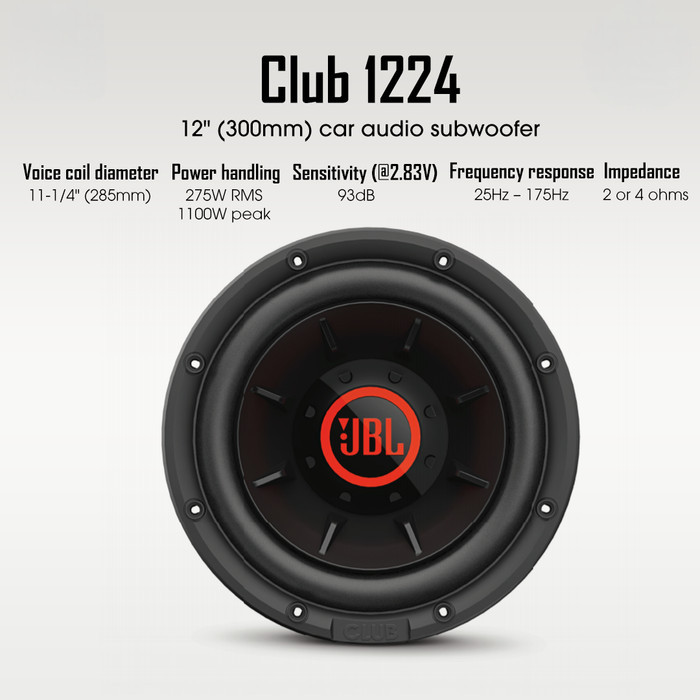 MS99 Subwoofer 12 inch JBL CLUB 1224 Double Coil Magnet Subwofer Mobil 12inch 12 24