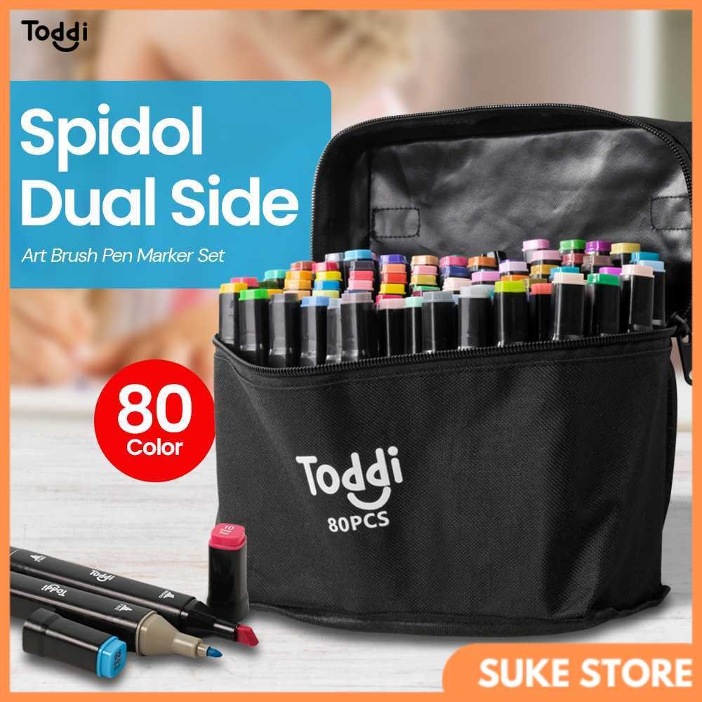

Toddi Spidol Dual Side Fine Art Brush Pen Art Marker Set 80 Color - HL270