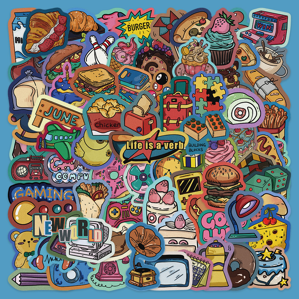 

80Pcs Cartoon Retro Objects Series Graffiti Stickers For Mobile Phone Shell Skateboard Decorative Stickers DIY Toy Sticker Pack