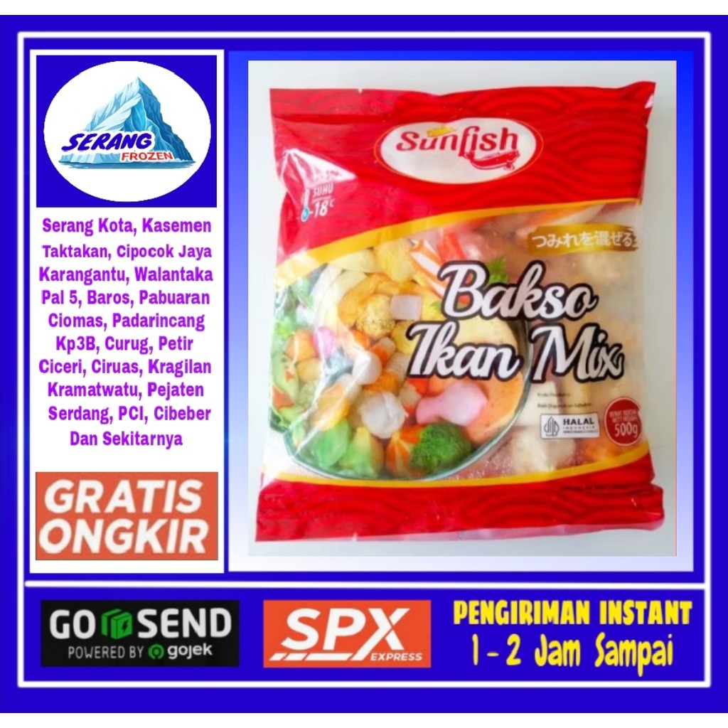 

Sunfish Mix 500gr, Bakso ikan mix, bakso Seafood, Serang Frozen