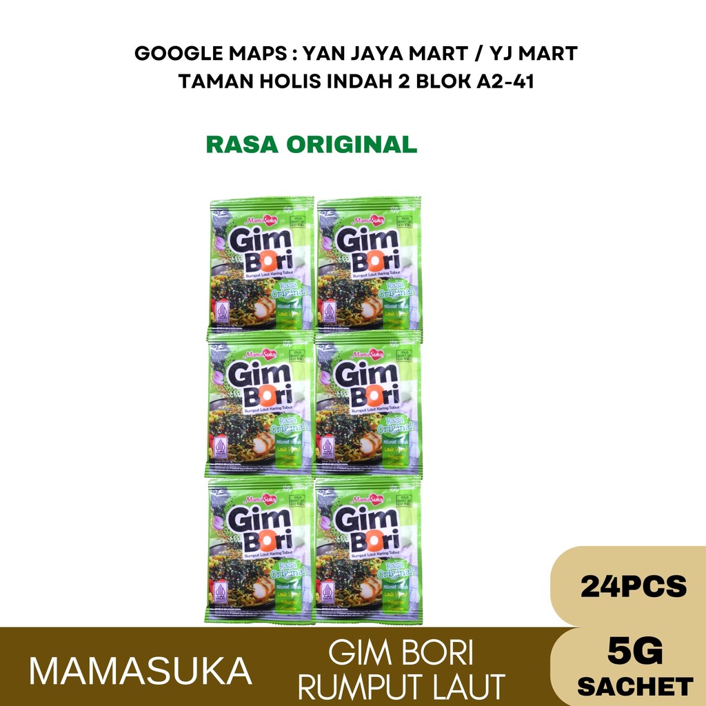 

Mamasuka Gim Bori Rumput Laut Tabur 5g Sachet 1Pack/ 24 Pcs