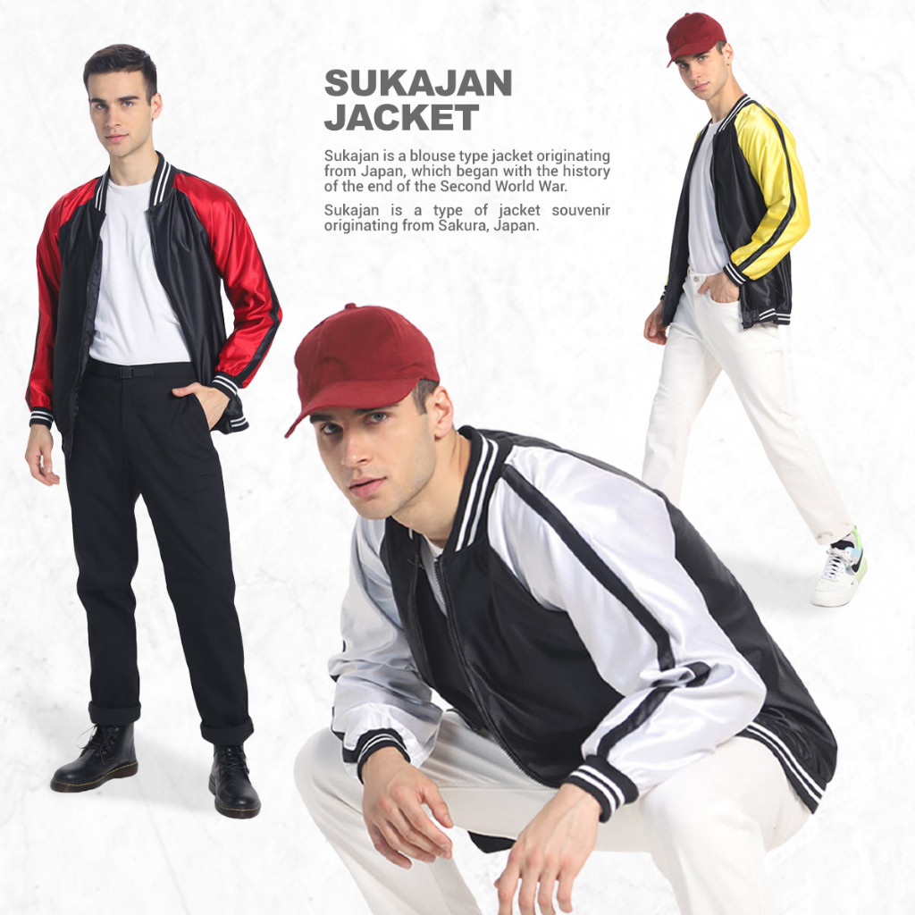Fortklass Jaket Sukajan Polos Pria Wanita Distro Unisex Japan Premium Original