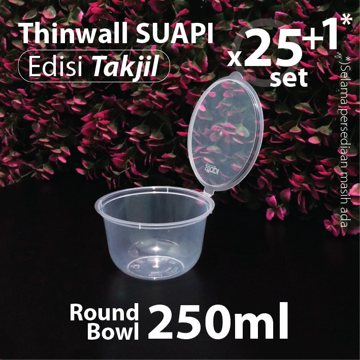(Depok) Paket 25 pcs - Thinwall Round Bowl Suapi - Edisi Takjil - Mangkuk Plastik 250 ml - RB Contai