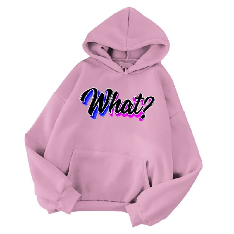 Sweater Hoodie Anak Perempuan WHAT? 5-15TAHUN Jaket Anak Perempuan Tanggung Pakaian Anak Perempuan