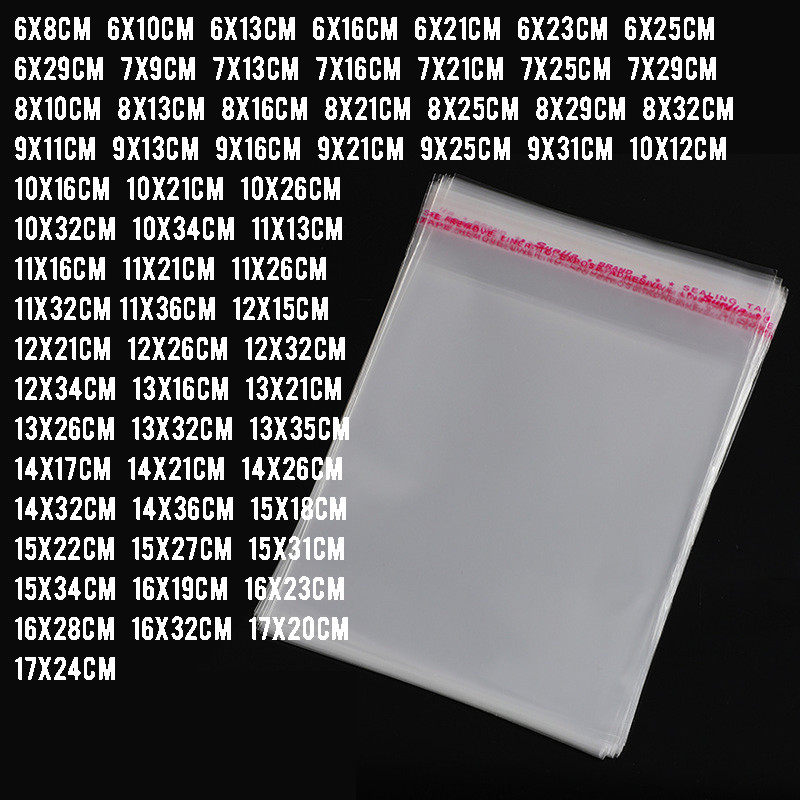 

100pcs OPP self sealing transparent plastic bag cellophane self-adhesive packaging jewelry candy cookies gift packaging bag