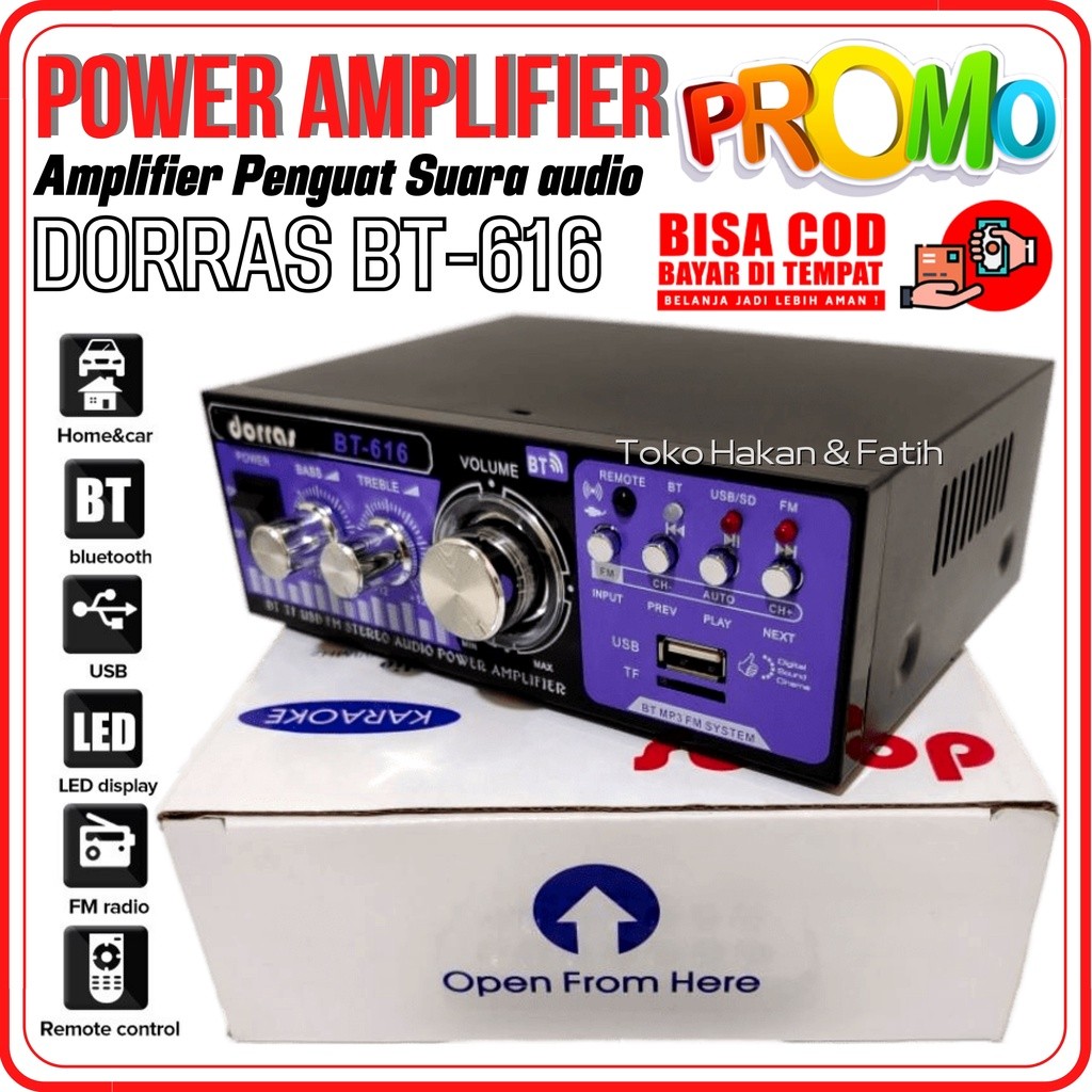 BONUS MIC 2 Amplifier Bluetooth Dorras BT-616 Karaoke FM Radio USB MMC Card Kartu SD Mp3 Player - Am