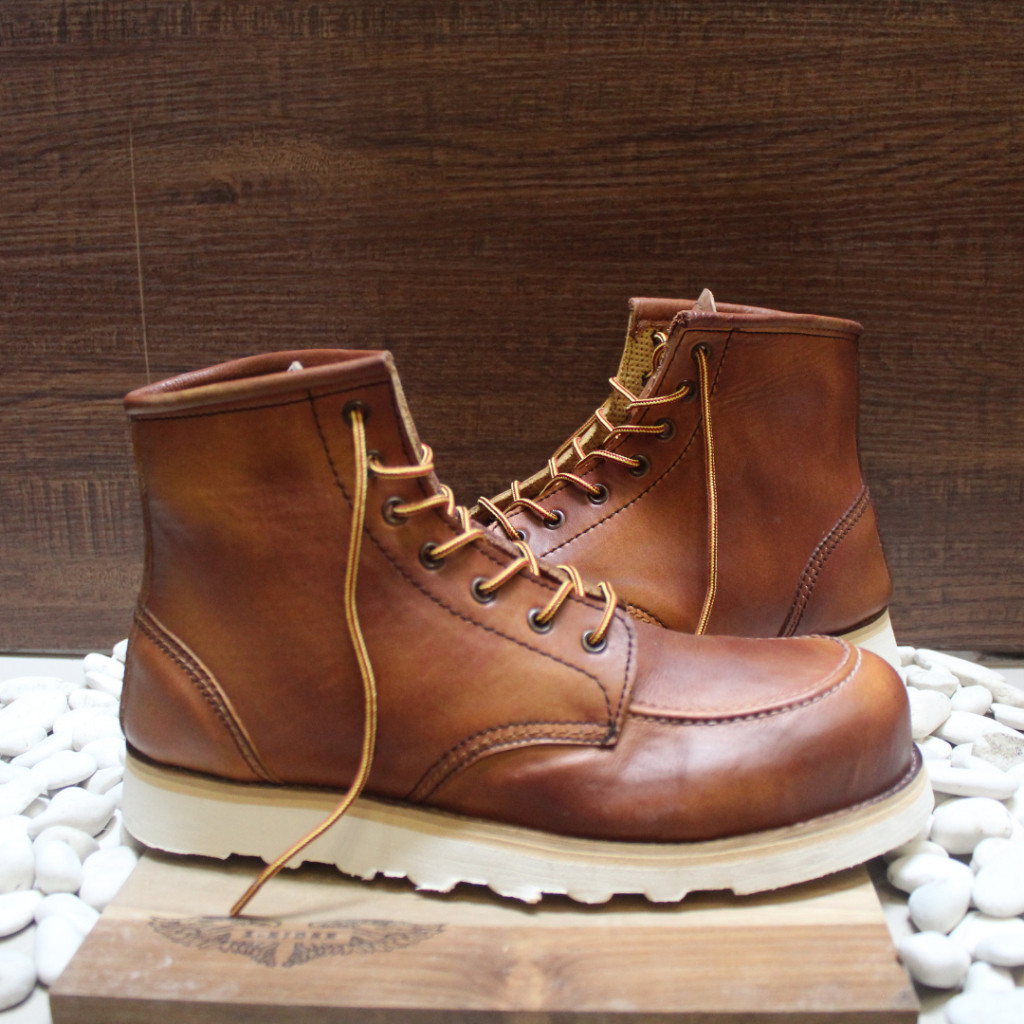 Xrider Moc Toe Sepatu Boots Safety Vintage Brown
