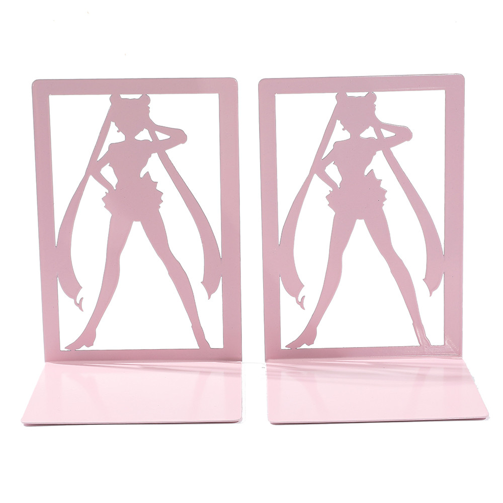 

Pink Girls Bookends 2Pcs Non Slip Bookends Heavy Duty Iron Bookends Desktop Desktop Organiser Anime Fan Book Decoration Gift